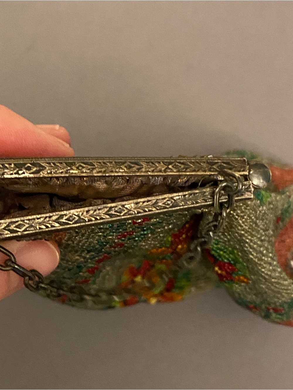 Antique Micro Beaded Floral Purse Victorian Design with Ornate Detail As-Is - Picture 10 of 15